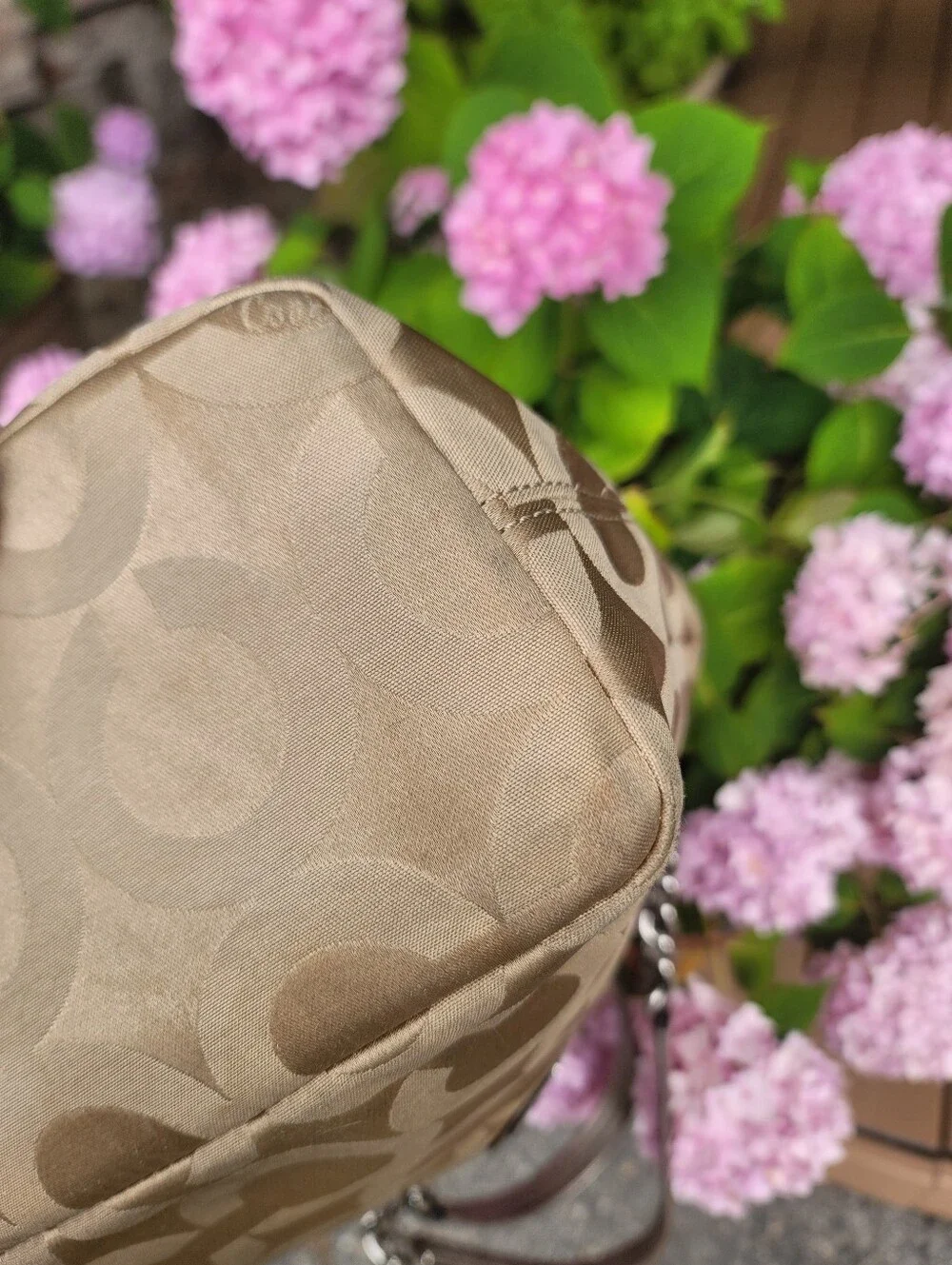 Coach Madison Op Art Signature Chain Strap Tote